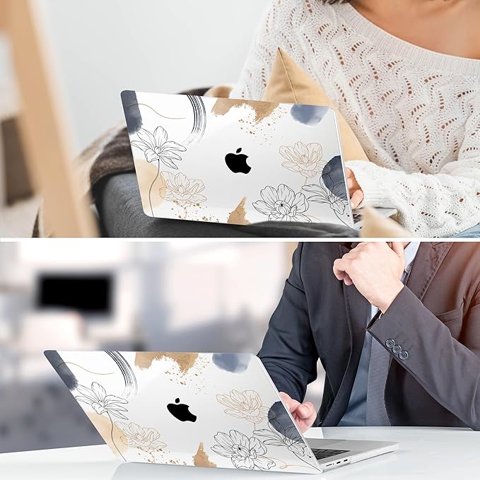 TWOLSKOO for M4 MacBook Air 13.6 inch Case 2025-2022 Release M4 A3240 M3 A3113 M2 A2681, Plastic Hard Shell & Screen Protector & Keyboard Cover & Trackpad Film, Florals X450