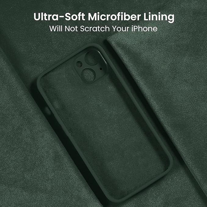 FireNova Designed for iPhone 14 Case, Silicone Upgraded [Camera Protection] Phone Case with [2 Screen Protectors], Soft Anti-Scratch Microfiber Lining Inside, 6.1 inch, Alpine Green