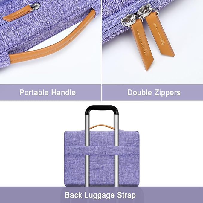 MOSISO 360 Protective Laptop Case 16 inch, 15-15.6 inch Laptop Sleeve Compatible with MacBook Pro 16, HP, Acer, Dell, Lenovo, ASUS, Side Open Carrying Case with 4 Zipper Pockets&Handle, Purple