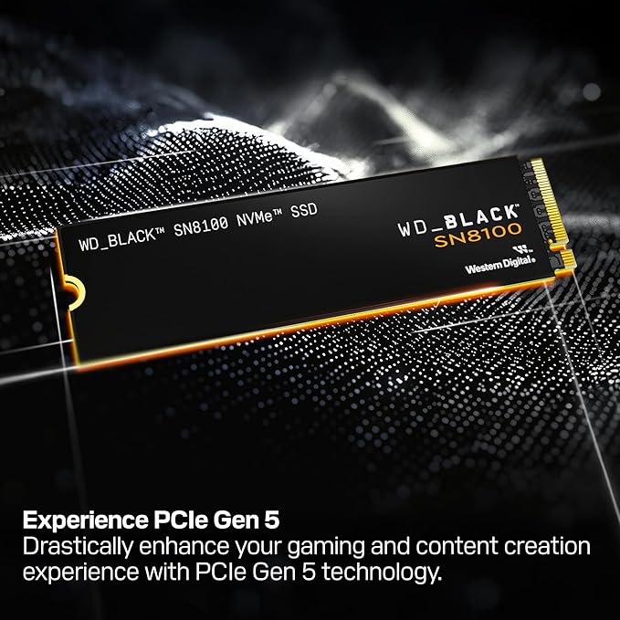 WD_BLACK 2TB SN8100 NVMe SSD Internal Solid State Drive - Gen 5 PCIe 5.0x4, M.2 2280, Seq. Read Speeds Up to 14,900 MB/s, Best for AI Applications, Gaming, and Video Editing - WDS200T1X0M