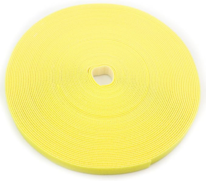 Reusable Fastening Tape Cable Ties 3/4 Inch Double Side Hook Roll (25 Yard, Yellow)