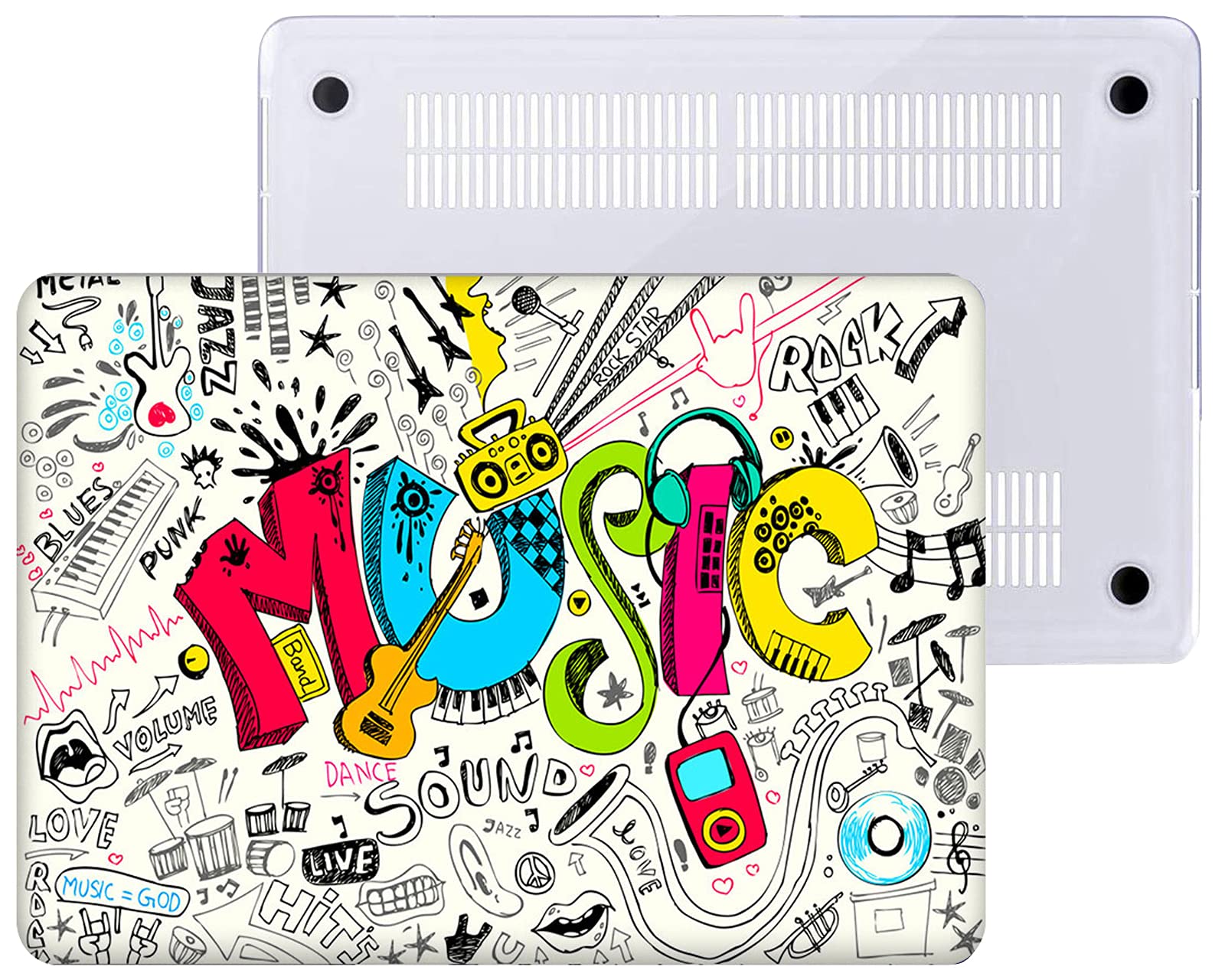 Creativity Music Laptop Shell Compatible with MacBook Air 13 Inch Case 2017 2016 2015 2014 2013 2012 2011 2010 A1466/A1369, AMCJJ Plastic Hard Cover Shell Case & Keyboard Cover &Screen Protector