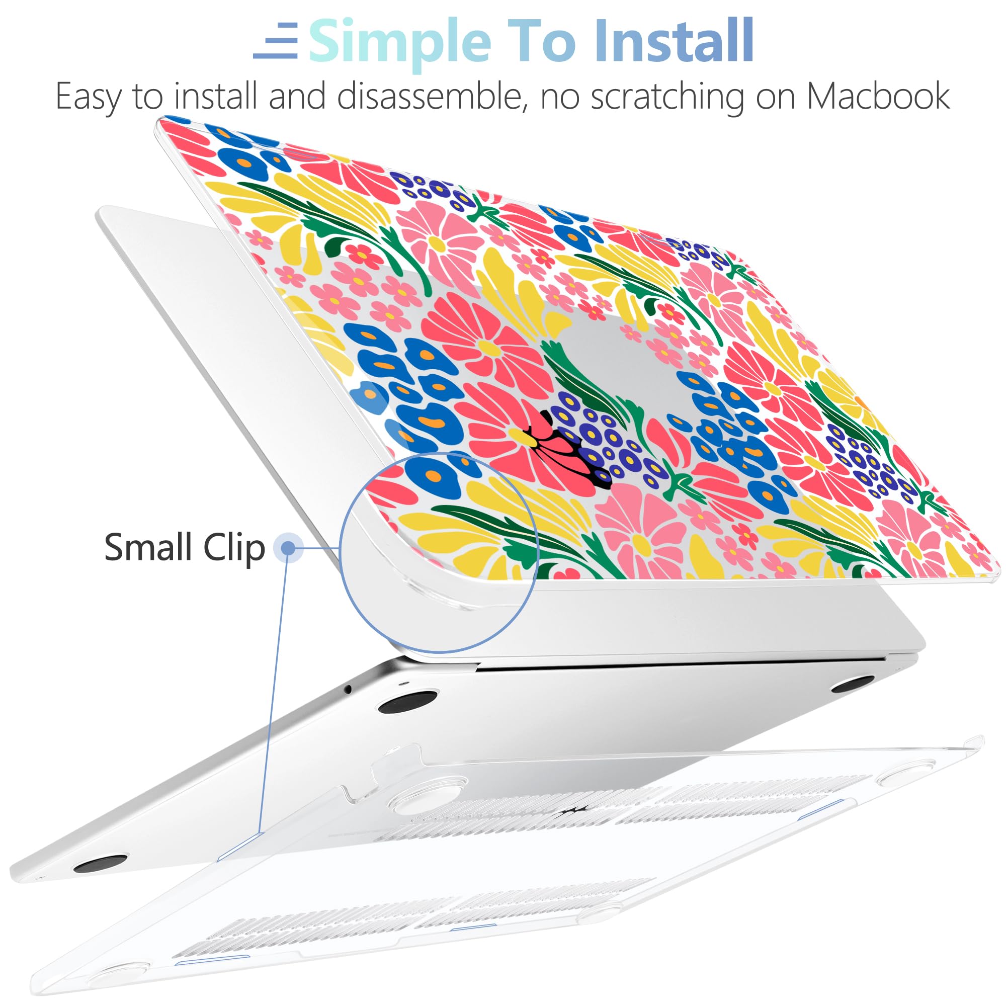MEEgoodo for M5/M4/M3/M2 MacBook Air 15 inch Case 2026 2025 2024 2023, Case Fit Model (A3448/A3241/A3114/A2941) for MacBook Air 15.3 inch, Groovy Flower