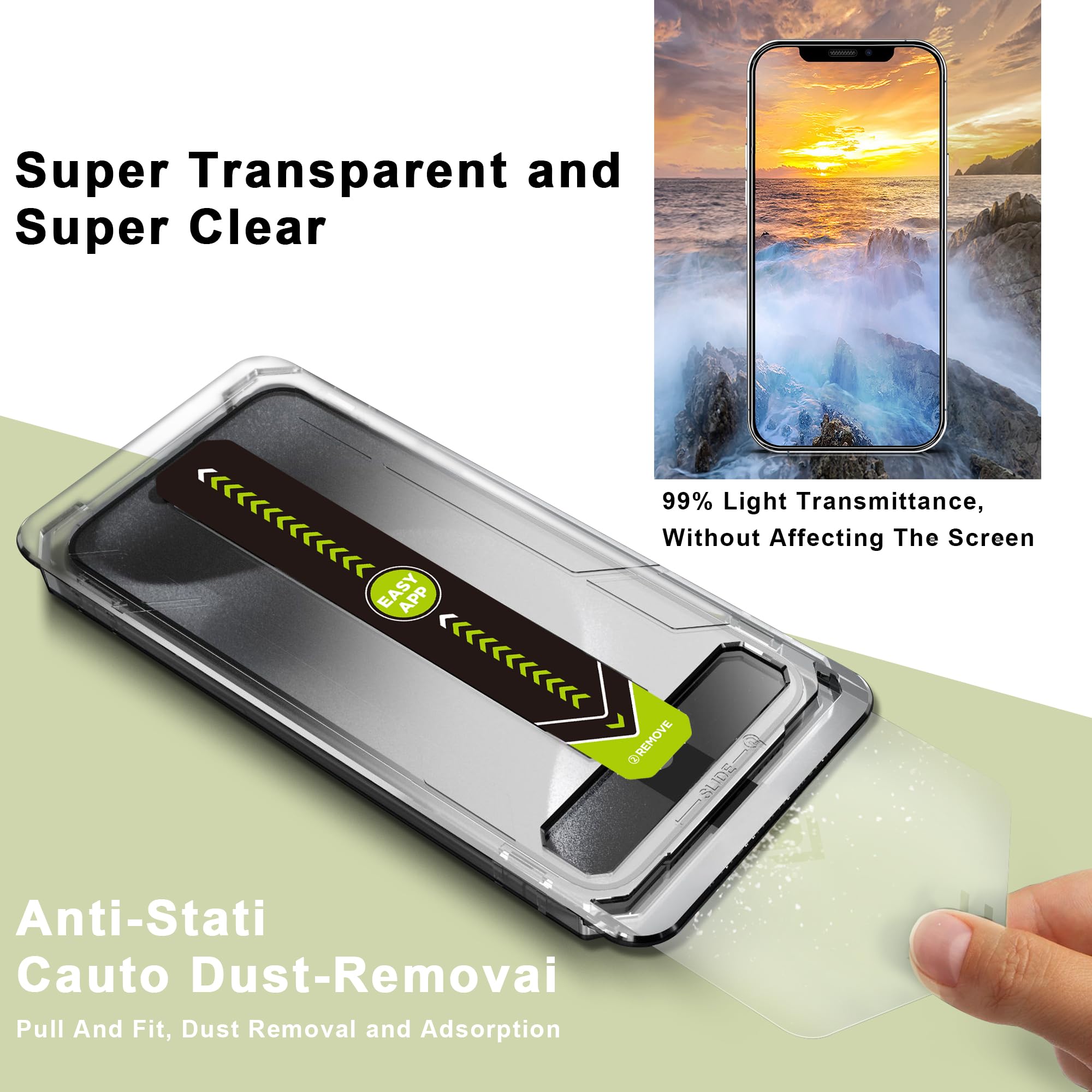 SY SHANGYAN 2 Pack Ultra HD Clear Screen Protector for iPhone 11 Pro Max/XS Max (6.5-Inch),9H Tempered Glass,Full Coverage,Anti-Fingerprint,Auto Dust Removal,Bubble-Free,Easy Installation