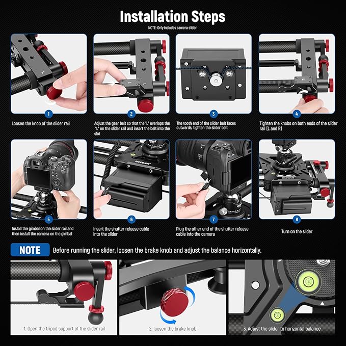 NEEWER 47.2”/120cm Motorized Camera Slider, App Wireless Control Carbon Fiber Dolly Rail Slider, Support Video Mode, Time Lapse Photography, Horizontal, Tracking and 120° Panoramic Shooting (ER1-120)