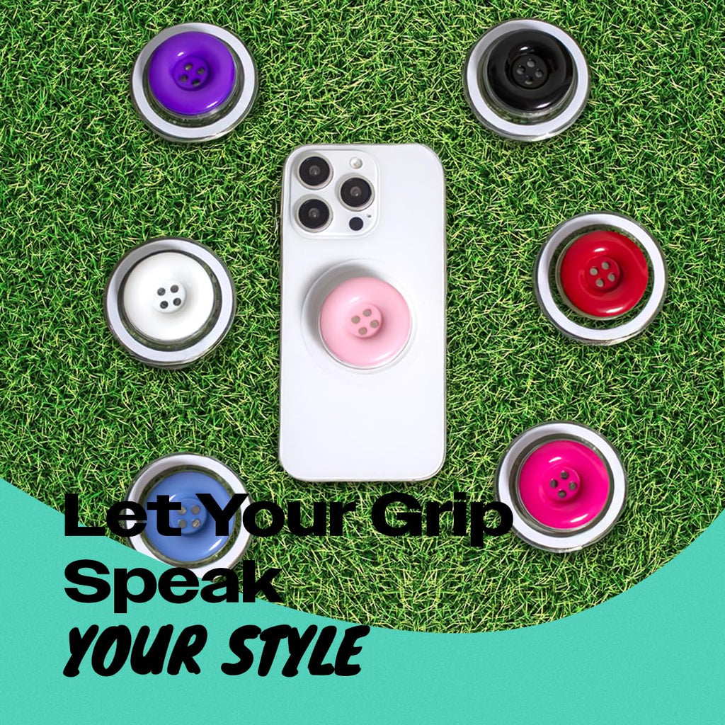 Solid Color Button Phone Grip – Minimalist Design, Durable and Lightweight, Grip and Stand for Smartphones (Purple, Magnetic Type)