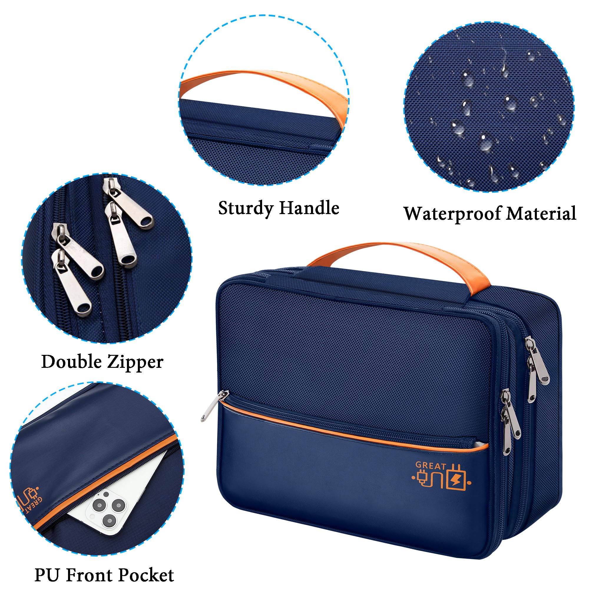 CILLA Electronic Organizer Travel Case, Travel Cord Organizer Case Portable Waterproof Cable Organizer Bag for Charger, Cord, USB, Power Bank, Earphone