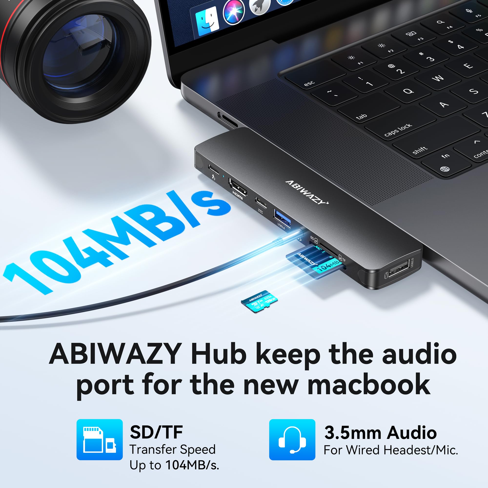 USB C Adapter HDMI USB Multiport Hub,8 in 2 Accessories with HDMI,Thunderbolt 3,USB C and 3 USB A 3.0 Data Ports SD TF Card Reader, Audio(Black)