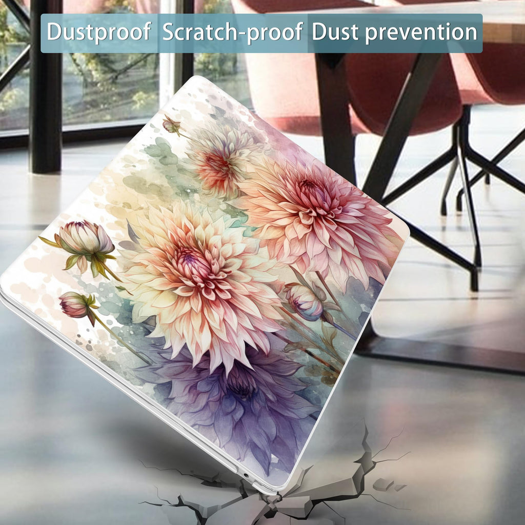 Mektron for 2026 MacBook Air 13-inch M5 Laptop Case A3449 with 13.6-inch Liquid Retina Display Fits 2025 A3240 M4 2024 A3113 M3 2023 A2681 M2 Printed Shell for MacBook Air 13.6", Watercolor Dahlias