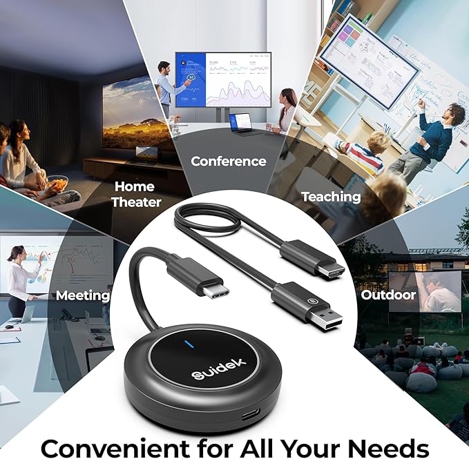 Wireless HDMI Transmitter and Receiver, USB-C to HDMI Extender with PD3.0, Wireless Display Adapter for Streaming Video from Phone/Laptop/Camera to Monitor/Projector, No App/Bluetooth Required