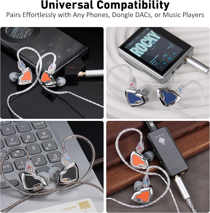 MS2 PRO in-Ear Monitor, 10.2mm Dual-Magnetic Drivers 1DD+1BA Hybird IEMs Wired Earbuds, Zinc Alloy Integrated Molding, Pneumatic Filters for Audiophile Musicians, Detachable 4.4mm OFC Cable