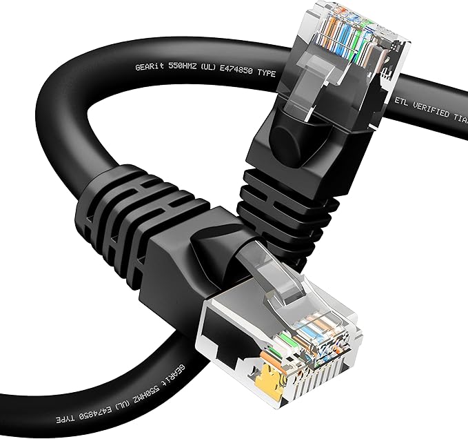 GEARit Cat 6 Ethernet Cable Pack Ð 1-Pack 1 ft Cat6 Ethernet Patch Cables | RJ45 Network Patch Cable, 10 Gbps Snagless Gold-Plated Connectors Ð Ethernet Cable Cat 6 for PC, TV, Router Ð Black