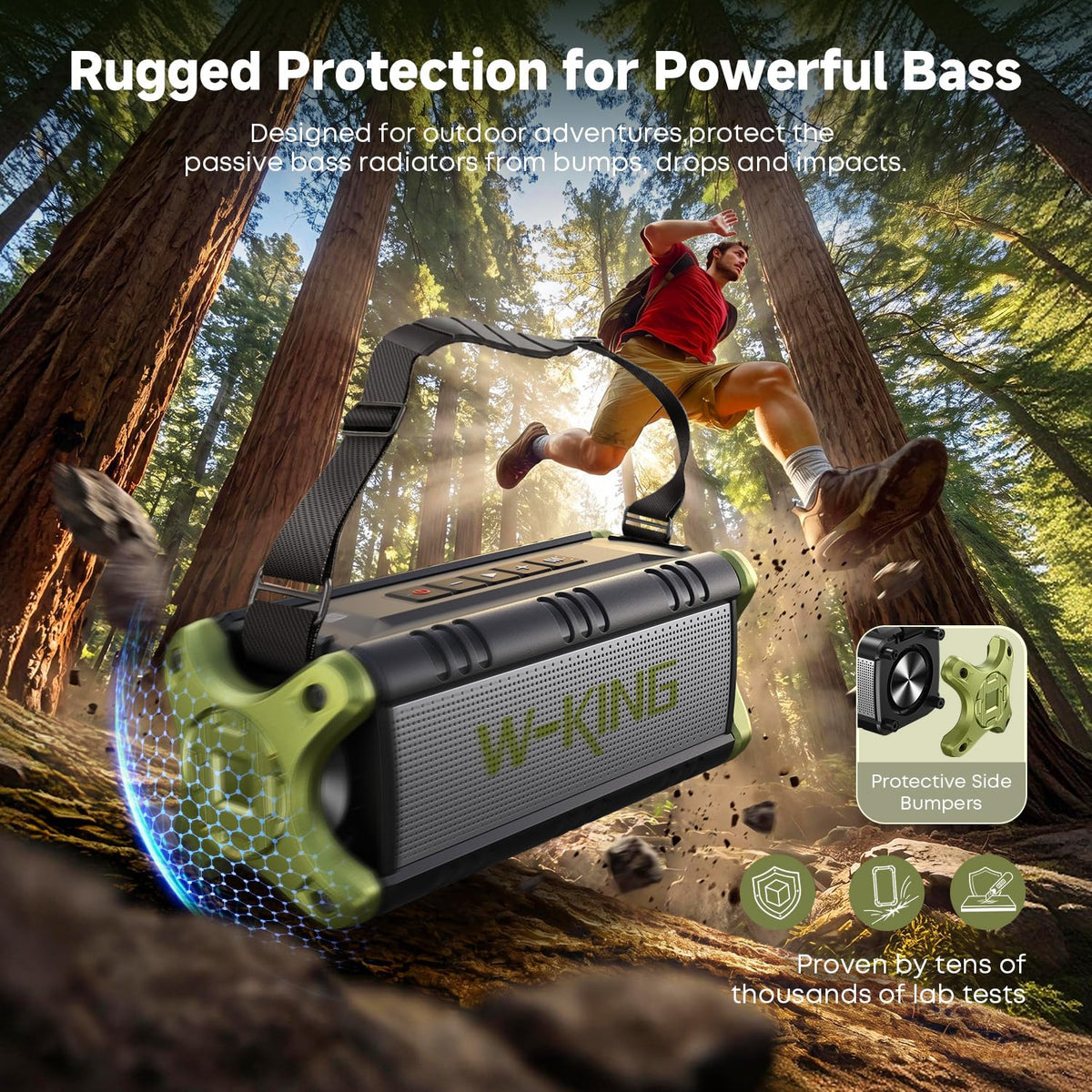 W-KING Bluetooth Speaker Wireless, 90W Max Loud Portable Outdoor Speaker