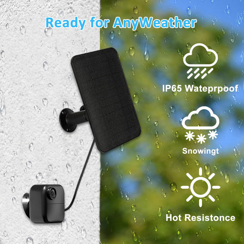 6W Solar Panel Charger for Blink Outdoor 4 (4th Gen), Solar Panel with 13.1ft Waterproof Charging Cable, Waterproof Rubber Plug, 360°Adjustable Mount and Micro USB and Type-C Port (for Blink 4-1PC)
