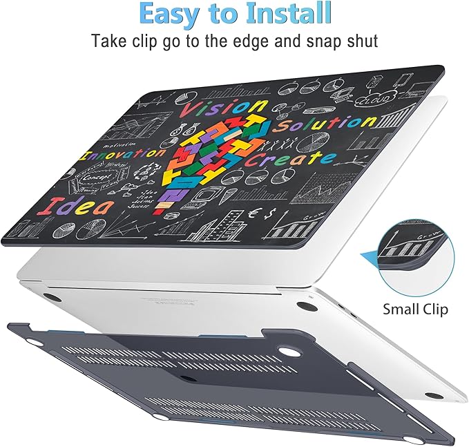 Mektron for MacBook Air 13 Case A1466/A1369 (2010-2017 Release), Snap-on Plastic Hard Shell Cover for MacBook Air 13.3 inch with Keyboard Cover,Geometric Blackboard