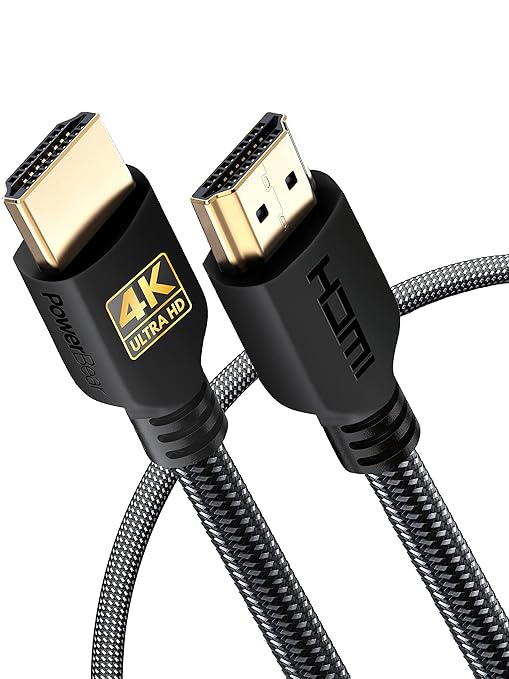 PowerBear 4K HDMI Cable 3 ft | High Speed Hdmi Cables, Braided Nylon & Gold Connectors, 4K @ 60Hz, Ultra HD, 2K, 1080P, ARC & CL3 Rated | for Laptop, Monitor, PS5, PS4, Xbox One, Fire TV, & More