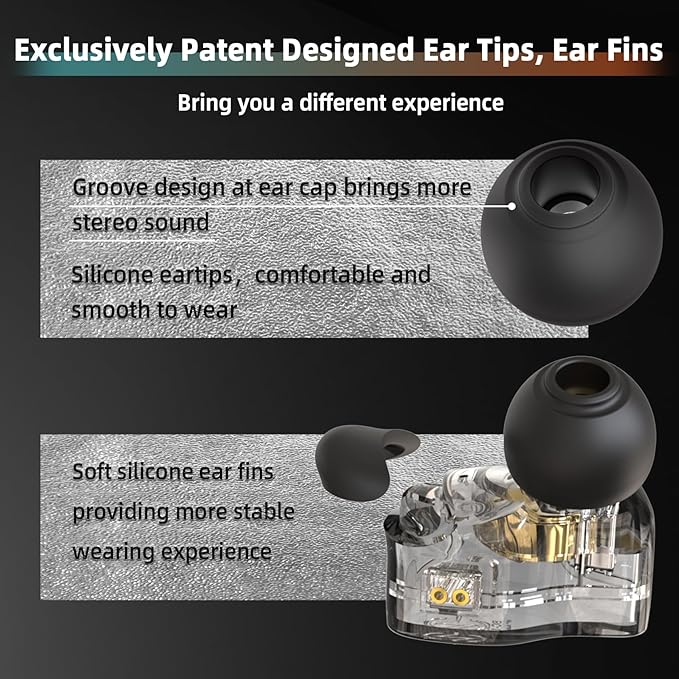 CCZ DC01 Pro in Ear Monitor, iems for Gaming, Professional Gaming Earbuds Super Bass Wired Earphones Headphones with 1DD, Patent Ear fins, Ear Tips, for Singers Musicians Podcaster (Cyan Without mic)