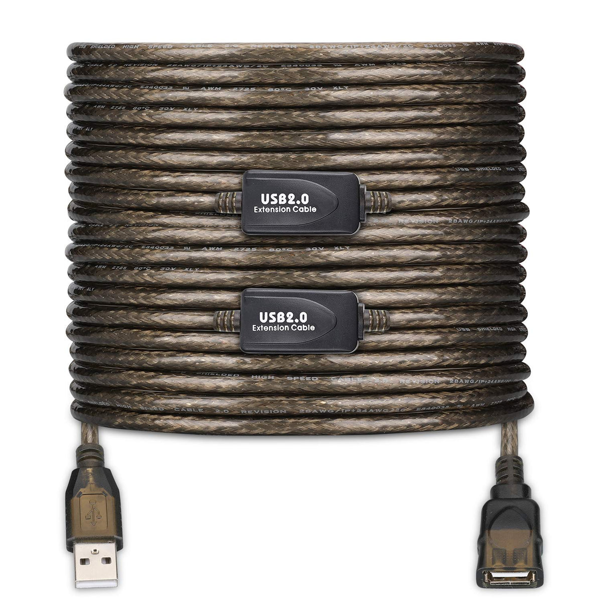 LDKCOK USB 2.0 Type A Male to A Female Active Repeater Extension Cable 50ft, High Speed 480 Mbps