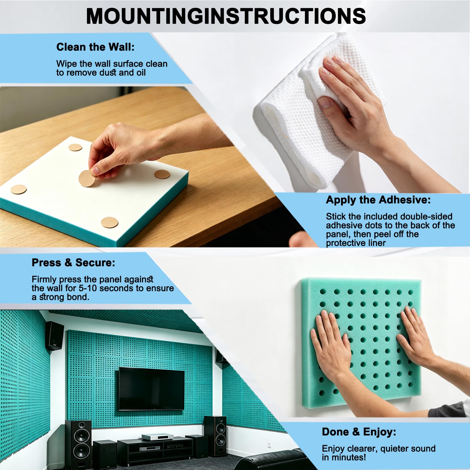 Sound proof foam panels for walls, let your life be free from noise disturbances, and fully enjoy the quiet and pleasant moments.(FW-L 12" × 12" × 1", Pack of 24)