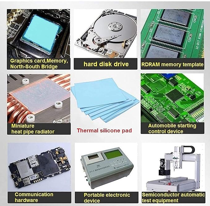 Highly Efficient 12 W/mK Thermal Pad, 100x100x1mm, Insulated, Heat & Temperature Resistant Silicone for IC, SSD, CPU, GPU, Heat Sink, LED Cooling