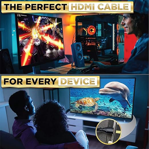 PowerBear 4K HDMI Cable 6 ft [2 Pack] High Speed, Braided Nylon & Gold Connectors, 4K @ 60Hz, Ultra HD, 2K, 1080P, ARC & CL3 Rated | for Laptop, Monitor, PS5, PS4, Xbox One, Fire TV, Apple TV & More…