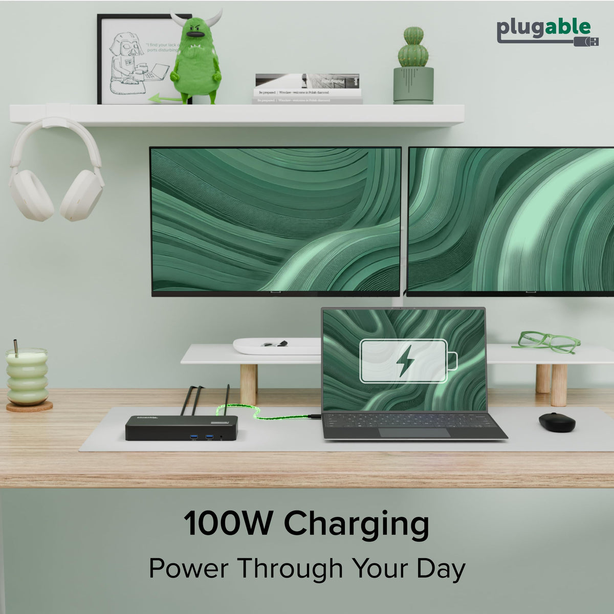 Plugable 12-in-1 USB C Triple 4K Docking Station, Three Displays with 3X HDMI or DisplayPort, Compatible with Mac M1 - M5 & Neo, Windows, Thunderbolt, USB4, USB-C (100W PD, 6X USB Ports, Ethernet)