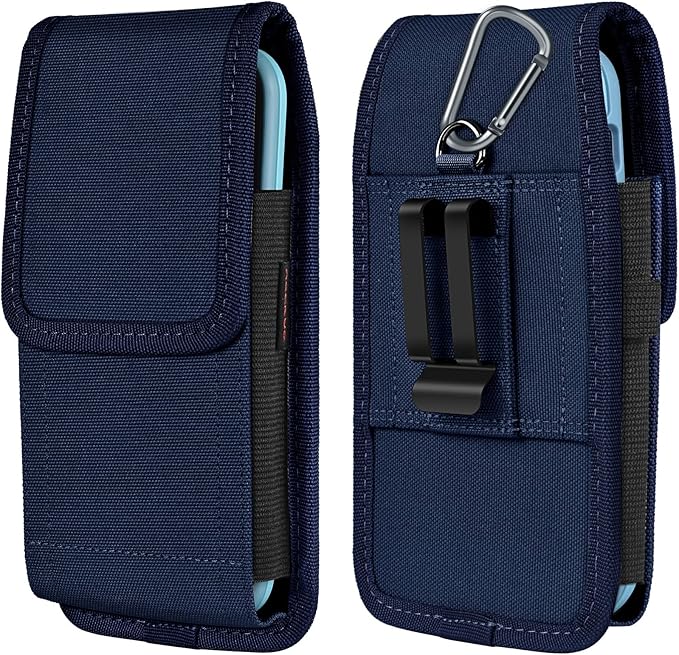 Phone Holster for Belt with Metal Clip and Magnetic Closure Compatible with iPhone 16/15/14/13/12 Pro Max, Galaxy S25/S24/S23/S22 Plus & FE for Everyday Protection, L-Blue