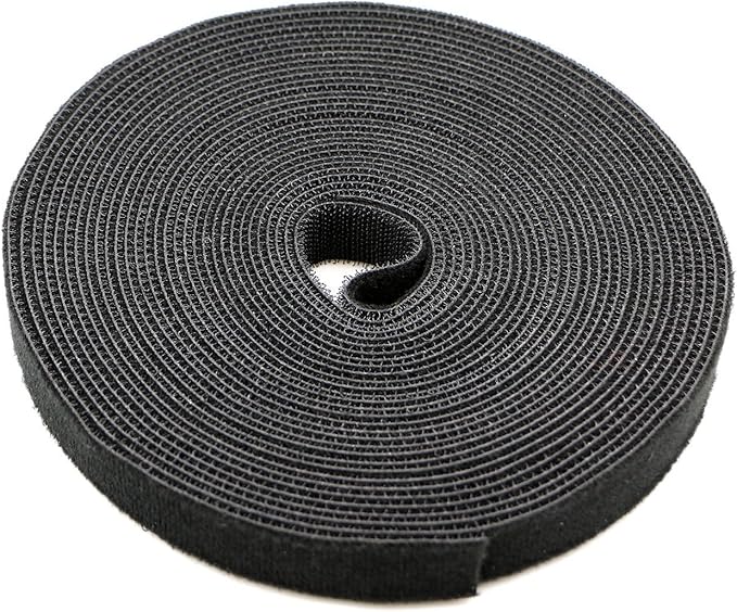 Reusable Fastening Tape Cable Ties 3/4 Inch Double Side Hook Roll (10 Yard, Black)