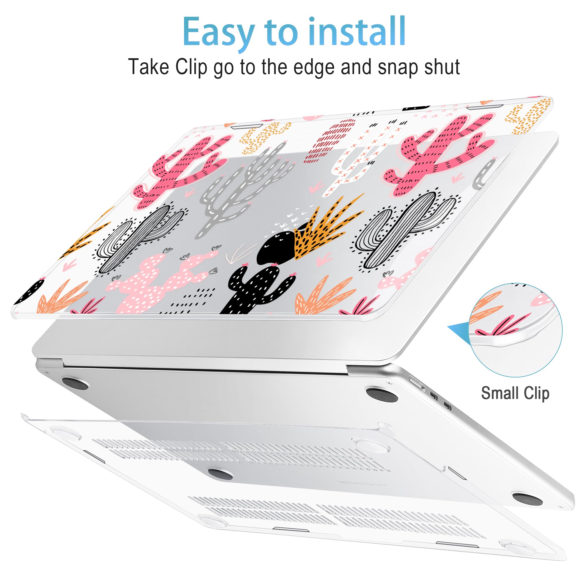 Mektron for 2026 MacBook Air 13-inch M5 Laptop Case A3449 with 13.6-inch Liquid Retina Display Fits 2025 A3240 M4 2024 A3113 M3 2023 A2681 M2 Printed Hard Shell for MacBook Air 13.6", Colorful Cacti