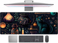 Anime Blue Cat Kawaii Cats Mouse Pad, XL Large Extended Gaming Desk Pad, Women Desk Decor Pad Computer Laptop Keyboard and Wireless Mouse Mat with Stitched Edges 31.5x11.8 in