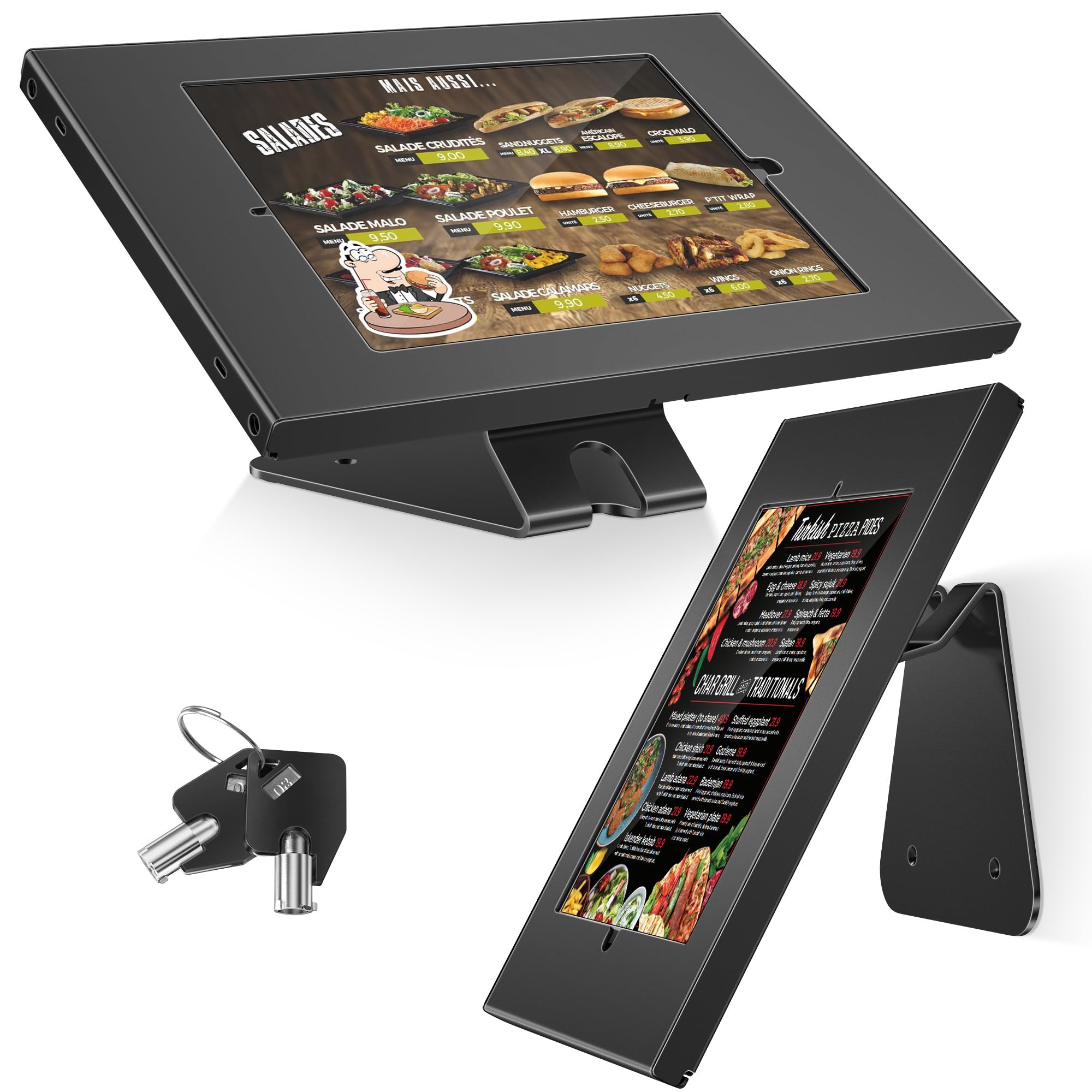 AboveTEK Anti-Theft Tablet Stand – iPad Locking & Security Stand, Countertop & Wall Mount POS Stand, 360° Swivel Kiosk Stand for iPad/iPad Air/iPad Pro – Ideal for Retail Business (Black)