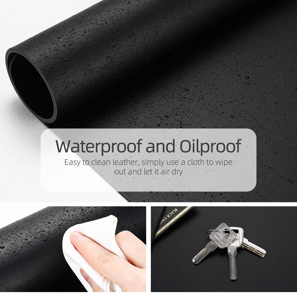 YSAGI Dual-Sided Desk Pad Protector, Desk Mat with Non-Slip - Waterproof PU Leather Office Desk Blotter for Mouse, Keyboard, Writing,35.4" x 17", Black