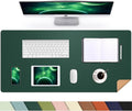 Leather Desk pad Protector, Large Desk mat with Natural Cork & PU Leather,Mouse pad,Non-Slip Office Desk Mat,Waterproof Desk Writing Pad for Office and Home (35in*17in, Dark Green)