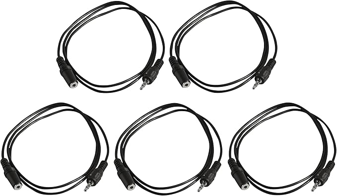 Five Pack of YCS Basics 3 Foot 3.5mm Headphone Extension Cables Male/Female