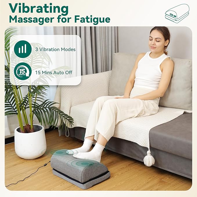 Snailax Heated Foot Rest Under Desk at Work, Ergonomic Footrest with Vibrating Massage and Adjustable Height, Foot Warmer, 3 Vibration Modes & 2 Heating Levels,Memory Foam,Office Home Gaming