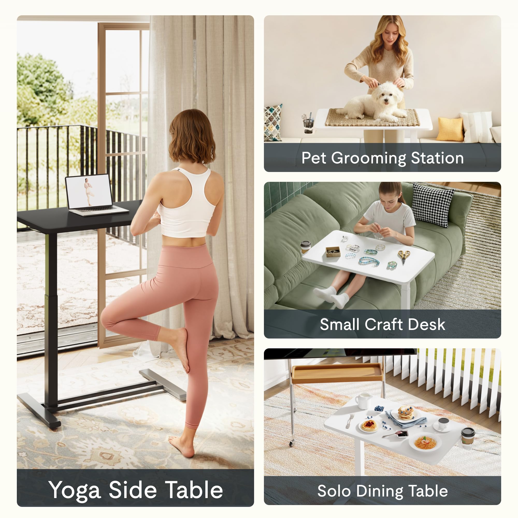 FLEXISPOT 28" Mobile Standing Desk Pneumatic Lift Computer Workstations