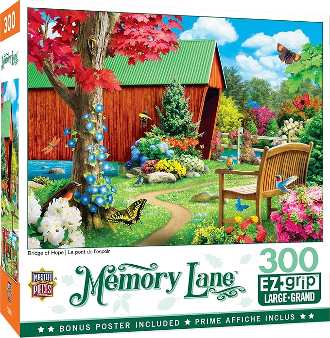 MasterPieces - 300 Piece Jigsaw Puzzle, Large EZ Grip Shapes, Bridge of Hope, Fun for Adults, Seniors, Family, Kids, Non-Glare Finish, 18"x24"
