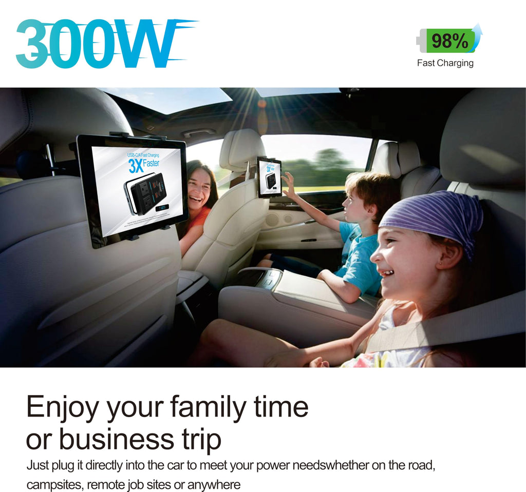 300W Car Power Inverter 12V to 110V Car Outlet Adapter