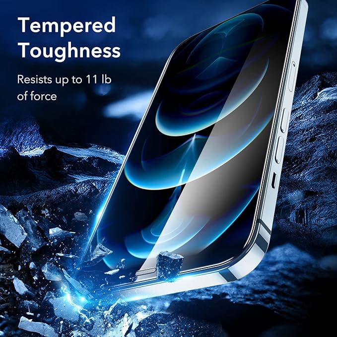 ESR 3 Pack for iPhone 12 Pro Max Screen Protector, 9H Hardness Tempered Glass Scratch Resistant with Easy Installation Frame compatible with iPhone 12 Pro Max 6.7", Case-Friendly