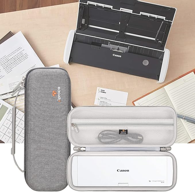 Aproca Grey Portable Hard Storage Case, for Canon ImageFORMULA R10 / ImageFORMULA P-215II Portable Document Scanner
