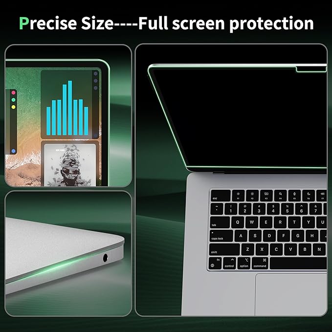Privacy Screen for MacBook Air 13 Inch M1(2018-2021)& Mac Pro 13In M1/M2(2016-2022),Anti Blue Light Glare Filter Removable, Bubble-Free Monitor Shield Black Laptop Film With Camera Cover