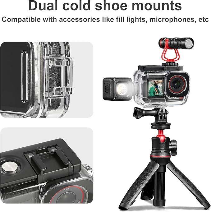 FitStill 164FT/50M Waterproof Case&3 Filters&Floating Hand Grip Stick Set Compatible for DJI Osmo Action 5 Pro Action 4 Action 3,Snorkeling Surfing,Wakeboarding Protective Cover Shell Accessories Kit