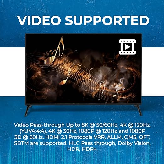 OREI 8K Audio Extractor HDMI UltraHD 4K @ 120Hz 48G HDMI 2.1 Audio Converter for PS5 SPDIF + 3.5mm Output HDCP 2.3 - Dolby Digital/DTS Passthrough CEC, HDR, Dolby Vision, ARC, HDR10+ (BKA-1)