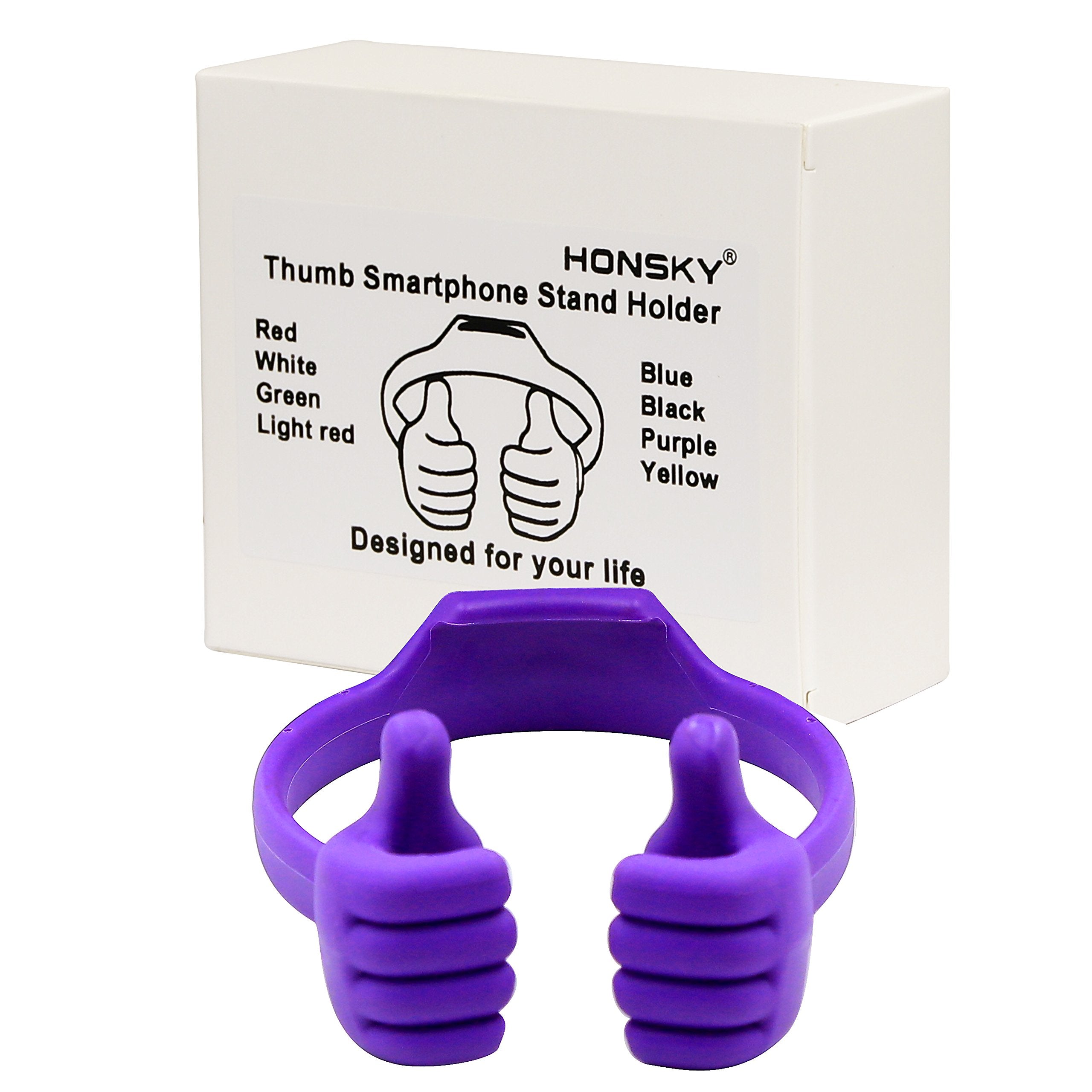 Honsky Thumbs-up Cell Phone Stand Holder, Tablet Stand Cradle for Desk Desktop Smartphone Cellphone Mobile Phone Tablets, Universal Adjustable Flexible, Purple