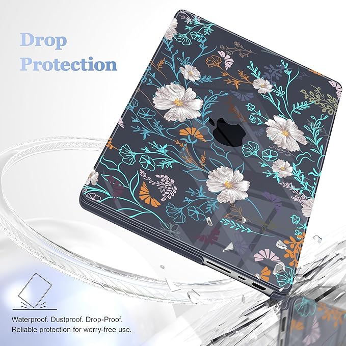 for MacBook Pro 16 inch Case 2021 2022 2023 2024 Release A3186 A3403 M4 A2991 M3 A2780 M2 A2485 M1 Pro/Max, Hard Shell Case with Screen Protector & Keyboard Cover, Rustic Flowers