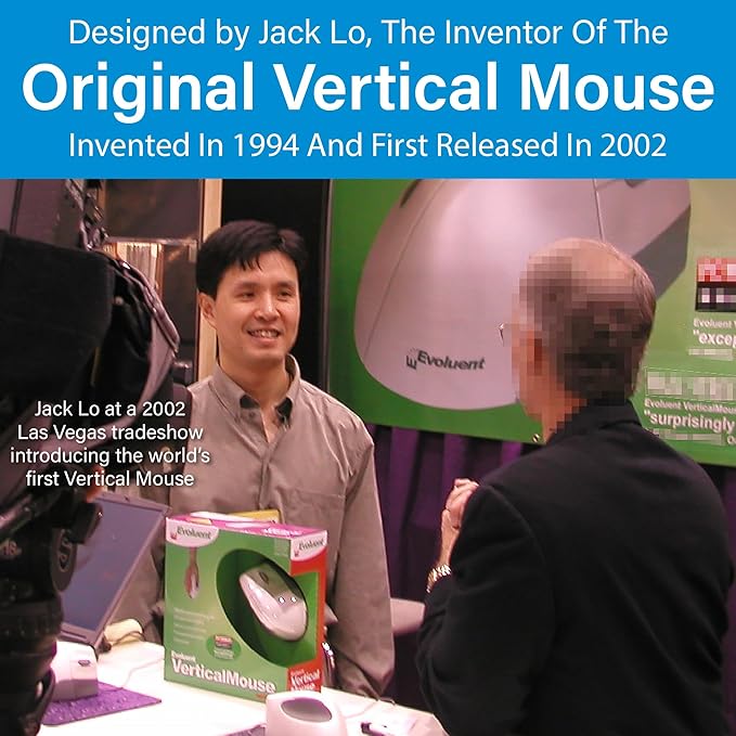 Evoluent – Inventor of the Vertical Mouse – VM4RW Ergonomic Vertical Mouse Right Hand M-to-L Wireless USB, Sculpted for Comfort, Reduces Wrist Strain, Adjustable Speed, Customizable Buttons in Windows