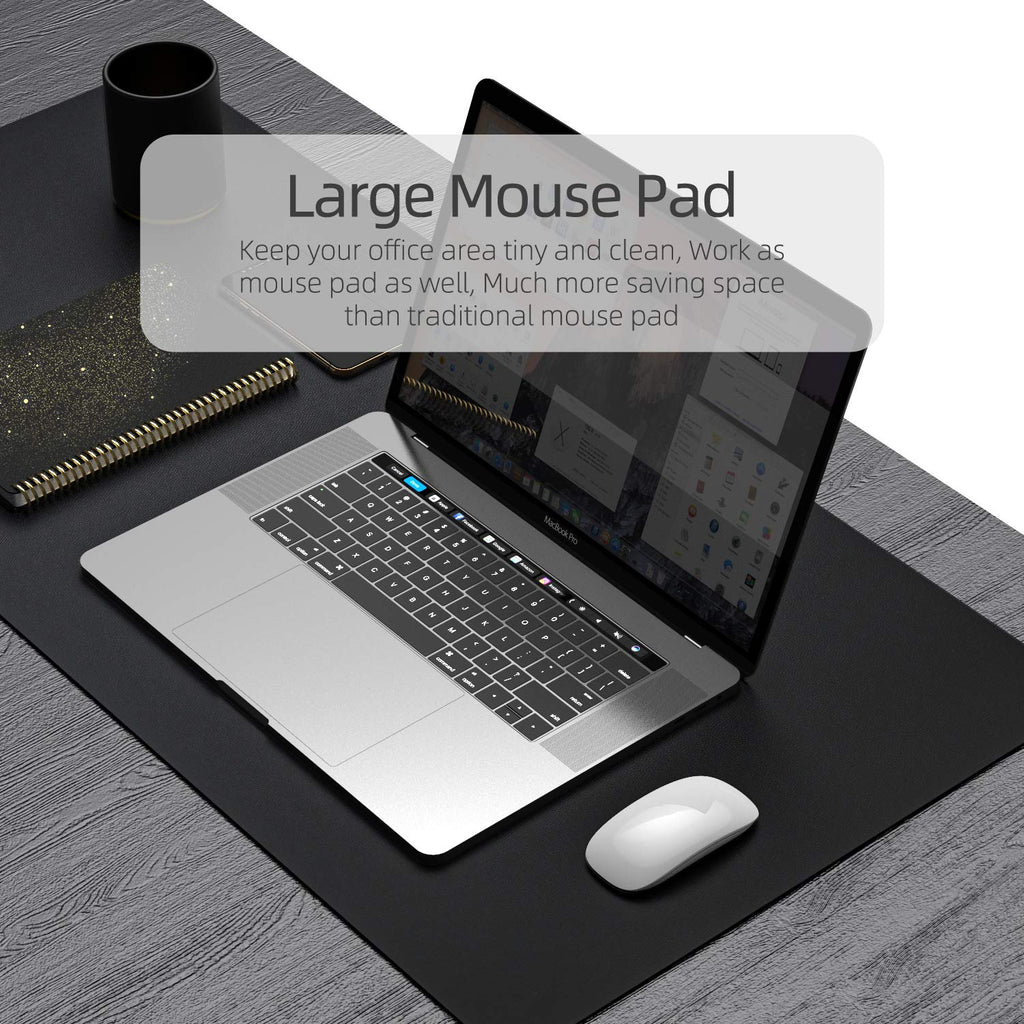 YSAGI Dual-Sided Desk Pad Protector, Desk Mat with Non-Slip - Waterproof PU Leather Office Desk Blotter for Mouse, Keyboard, Writing,35.4" x 17", Black