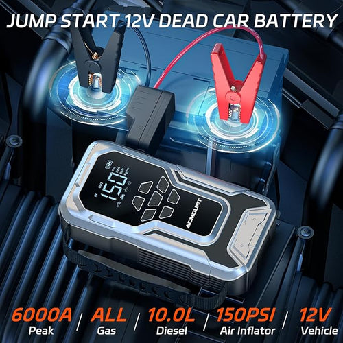 ACMOUNT D18 6000A Jump Starter with Air Compressor 150PSI, 12V Jump Box