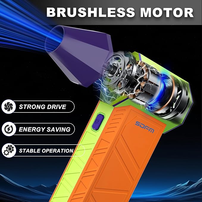 SDFM Compressed Air Duster - Electric Air Duster with Built in Brushless Motor,130,000RPM, 3-Speed Adjustable Air Blower - Suitable for Keyboard, Computer, car, and Home Cleaning (X3) (Max-Colorful)