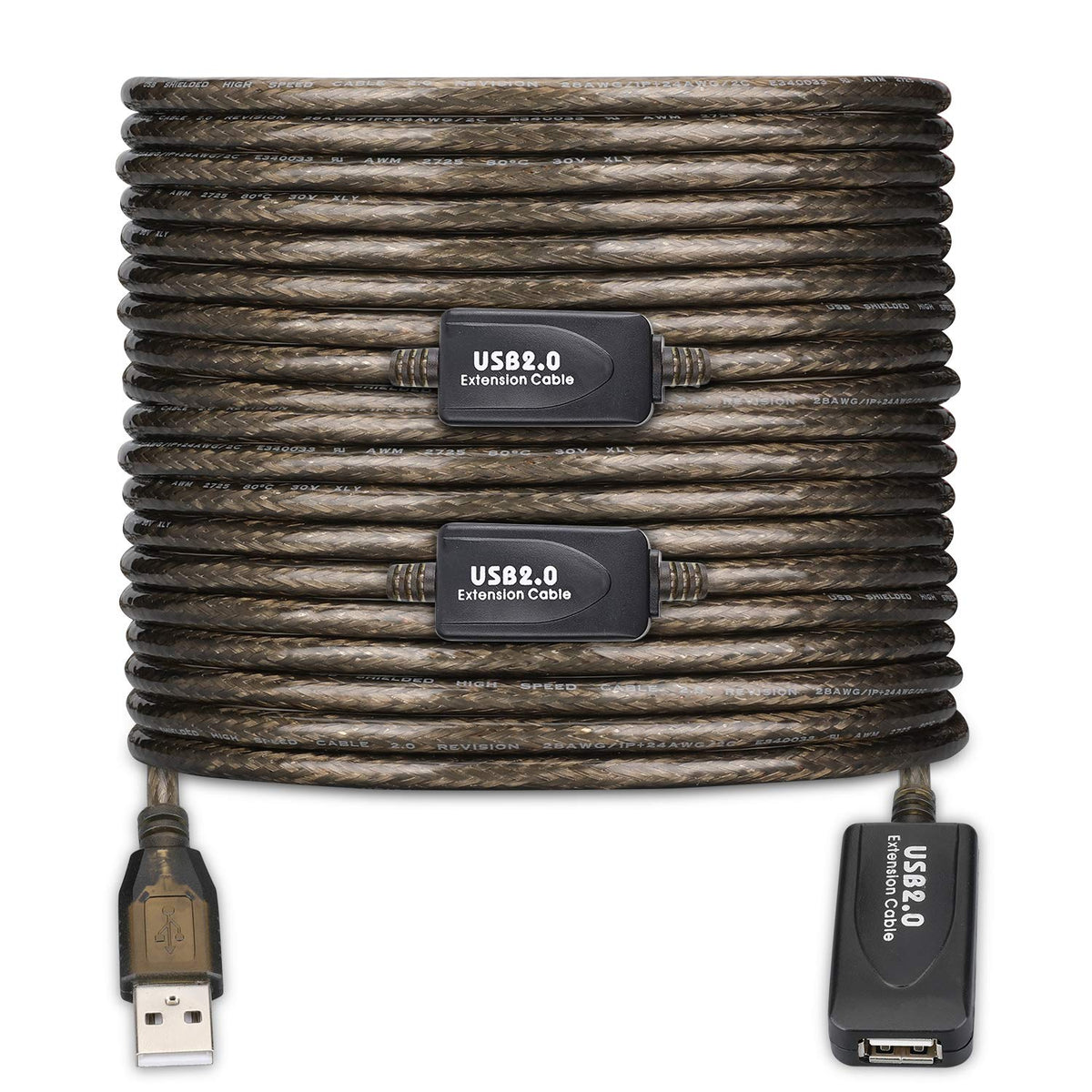 LDKCOK USB 2.0 Type A Male to A Female Active Repeater Extension Cable 50ft, High Speed 480 Mbps
